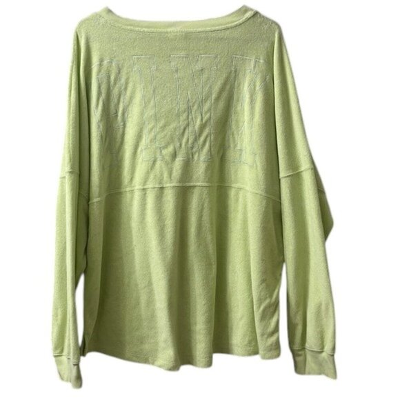 PINK Victoria's Secret Yellow Oversized VNeck Terry Cloth Pullover Sweatshirt - Picture 2 of 9